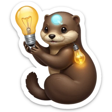 otter hugging a lightbulb sticker
