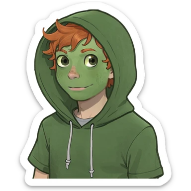 ginger boy short sleeve hoodie freckles brown eyes and camera  sticker