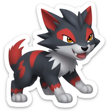 Black Cool Edgy Anthro Quilava Litten Zoroark Zorua Fakémon  with White and Red Edgy markings sticker