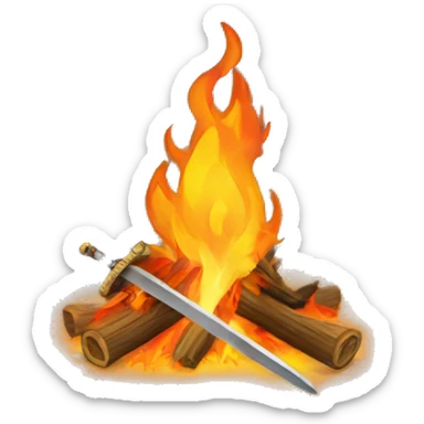  bonfire with a sword coming out of the flames sticker