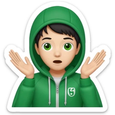 gi-hun from squid game, apple style emoji, surprised expression, green tracksuit sticker