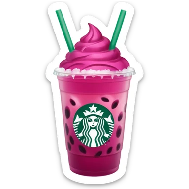 Starbucks dark pink dragonfruit refresher. no pink cream on top. starbucks logo. sticker