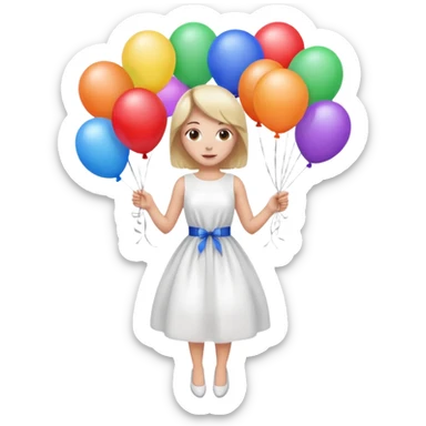 Birthday Female with ballons in white dress sticker