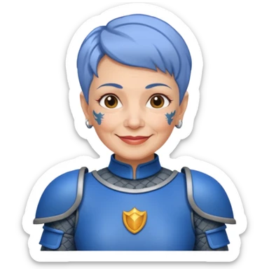 Elderly Tattooed Knights female, with short hair, blue armour sticker