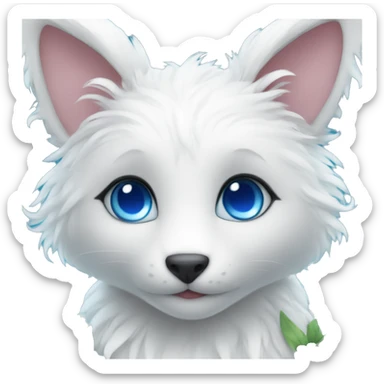 Cute gorgeous ethereal white fantasy animal with blue eyes sona with flowers and butterflies sticker