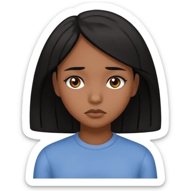 pretty brown girl with black hair who is sad sticker
