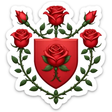 brasão medieval rosa de sangue vermelha sticker