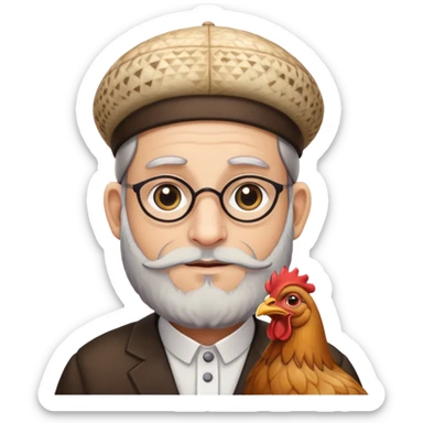 Israeli rabbi with chicken sticker
