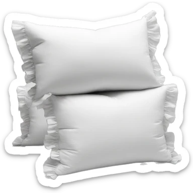 3 white pillows with ruffles different sizes sticker