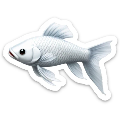 Platinum white long finned short bodied koi fish sticker