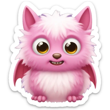 pink and white fluffy bat sticker