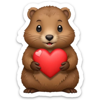Cute groundhog holding a heart  sticker