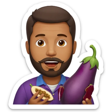 Dominican man with a beard as an eggplant in his mouth sticker