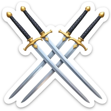 two crossed swords with shiny blades, representing PvP combat, modern emoji style sticker