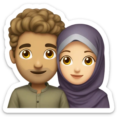 A Pakistani guy kissing a light skinned Pakistani hijabi girl sticker