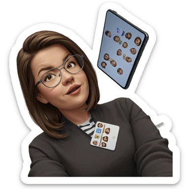 brown haired girl selfie indoors sticker