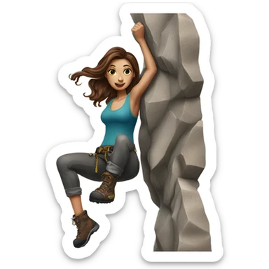Beautiful tattooed woman long brown hair rock climbing sticker