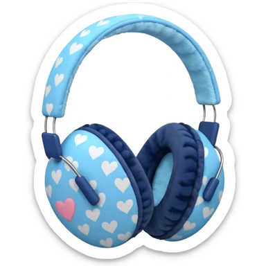 blue heart patterned earmuffs sticker