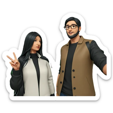 stylish couple in real world sticker