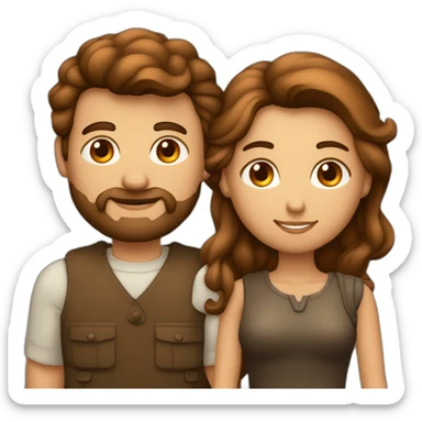 Un couple homme femme avec un homme châtain foncé et une femme avec des cheveux de couleur châtain long sticker