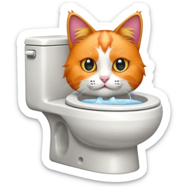 Cat in toilet  sticker