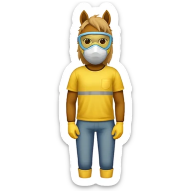 horse with yellow mask and shirt sticker