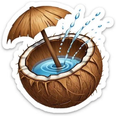 a coconut, with water splashing on it sticker