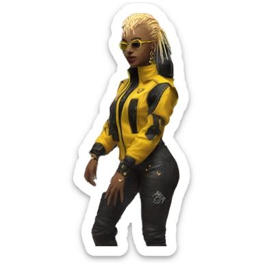 yellow cyber punk in front of Lamborghini  sticker