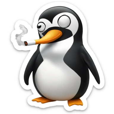 Pinguin smoking a cigarette sticker