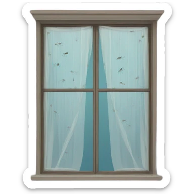 mosquito net on a window sticker