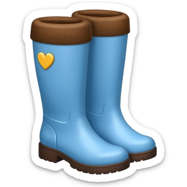 Unas botas peludas cafés y azul claro sticker