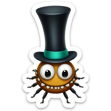 Centipede wearing a cute top hat and monocle with mandibles  sticker