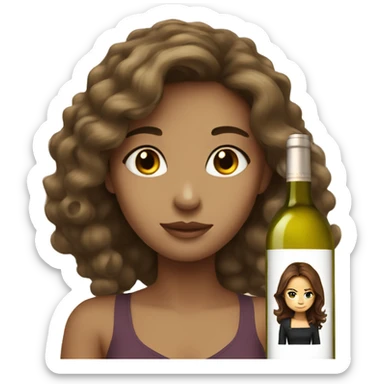 Brown hair girl huge white wine sticker