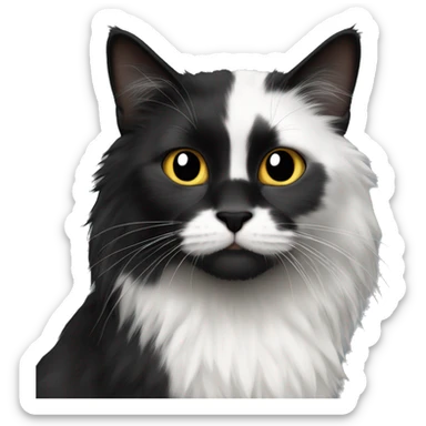 half Black and half white long hair cat with black spot on muzzle sticker