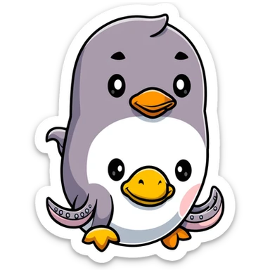 An octopus with penguin body and duck head sticker