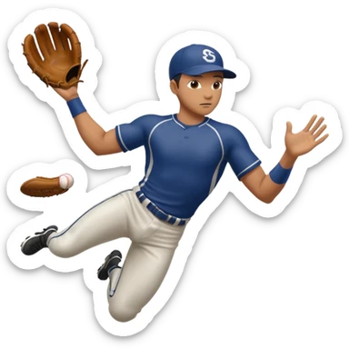 baseball player diving to catch the ball sticker