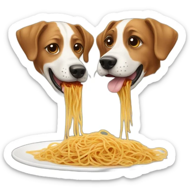 two dogs eating spaghetti sticker