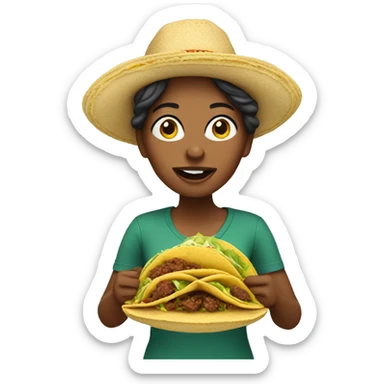Woman eating tacos sticker