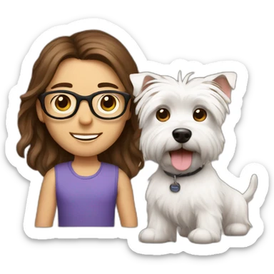 Brown hair man with glasses with westie dog girl sticker