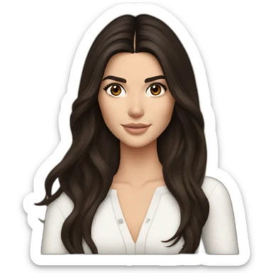 brunette Kendall Jenner with long hair holding iPad sticker