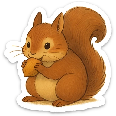 ghibli style squirrel eating sticker