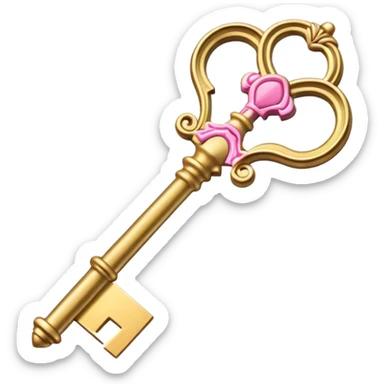 gold pink antique key  sticker