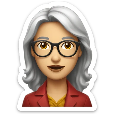 Leona mayor, con lentes muy Rojos y redondos alegre sticker