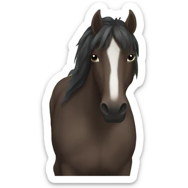 Dark Brown horse with dark brown mane and small white marking on head sticker