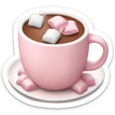 Light Pink mug of hot chocolate with marshmallows  sticker