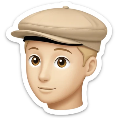 Beige Kangol flat cap hat, classic 504 style, light tan color, simple clean design sticker