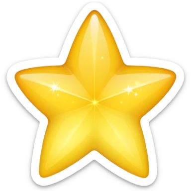 Generate a high-quality 3D cartoon-style emoji of a yellow sparkling star, glittering and shining effect, smooth gradient colors, rounded and cute appearance, no human faces, simple white background, high-resolution.

 sticker