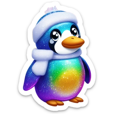 Lisa frank glitter penguin with snow flake sticker