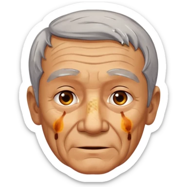 AN OLD MAN FULL OF BURNED MARKS BECAUSE OF COOKING OIL BUT ITS ON HIS BODY NOT FACE sticker