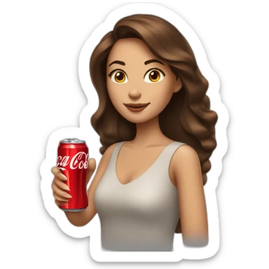 A woman with brown hair drinks Coca-Cola sticker